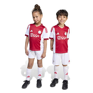 Ajax thuistenue kids 2025/2026 wit met rode baan